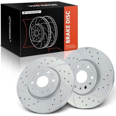 Imagem de A-Premium Rotores de freio a disco dianteiro perfurado e ranhurado de 12,64 polegadas (321 mm) compatíveis com modelos selecionados Chevrolet, GMC e Buick - Traverse 2018/2021-2023, Blazer 2019-2023,