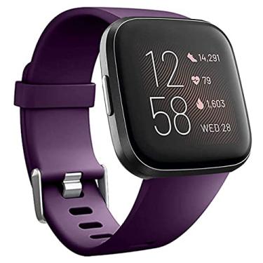 Imagem de Pulseiras de substituição compatíveis com Fitbit Versa/Versa 2/Versa Lite, pulseira de silicone ajustável clássica acessório pulseiras fitness para mulheres e homens, pequena e grande