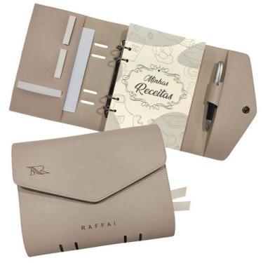 Imagem de Agenda Minhas Receitas 171-R Personalizada Raffai Couros, Nude