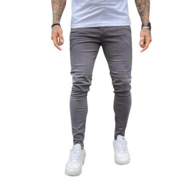 Imagem de Calça Alfaiataria Masculina Super Skinny Bolso Faca J Jones, Cinza Esc