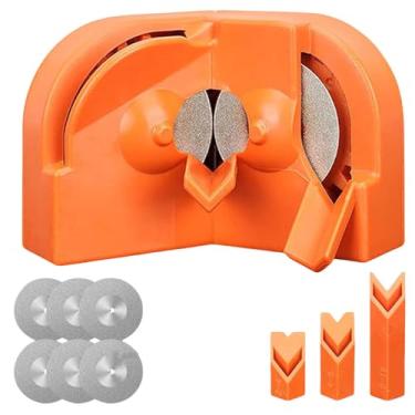 Imagem de Afiador de brocas multiuso, afiador de facas de impacto elétrico, polimento descartável de dupla face para todas as brocas, laranja com 6 rodas