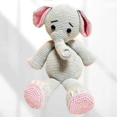 Imagem de Elefante em Amigurumi em Chochê - EB Fragrance, Cinza com rosa