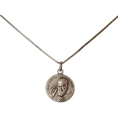 Imagem de MEDALHA DE SÃO PIO DE PIETRELCINA (PADRE PIO) COM CORRENTE - FEITO EM ALTO ALÍVIO - 100% FEITO NA ITÁLIA, Medium, Prata, --