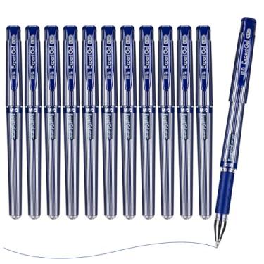 Imagem de M&G Canetas de gel, canetas de gel de tinta azul ponta fina de 0,7 mm, canetas de tinta de gel Roller Ball a granel, canetas de secagem rápida, escrita suave com aderência antiderrapante e capa