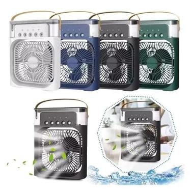 Imagem de Ventilador Umidificador Refrigerador Portátil com LED Reservatório de Água USB Tipo C Mini Ar Condicionado Umidificador e Pulverizador 3 velocidade Climatizador de Ar Com Tanque de Água Gelo (Branco)