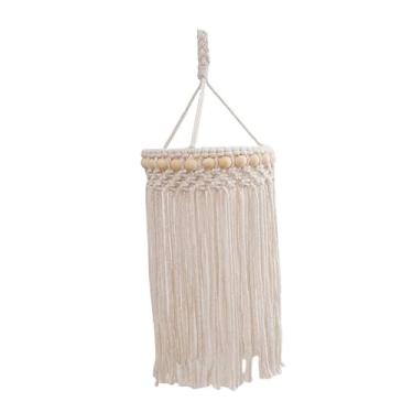 Imagem de Fenteer Abajur boêmio para lâmpadas, tapeçaria tecida artesanal, abajur de macramê, capa de luz pendente suspensa boho para banheiro, sala de estar, Style C