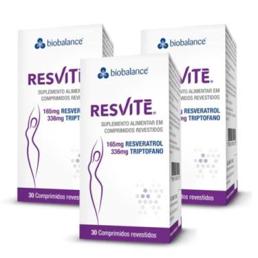 Imagem de Kit 3  Resvitè Resveratrol Triptofano 30 Comprimidos  Biobalance, Sem 