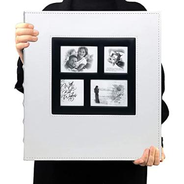 Imagem de RECUTMS Álbuns de fotos, 10 x 15 cm, 600 fotos, páginas pretas, capa de couro, casamento, família, álbuns de fotos, livros, fotos horizontais e verticais (branco), 600 bolsos