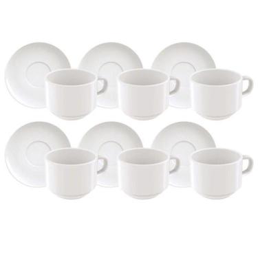 Imagem de Kit Xícaras De Chá Tramontina Paola Em Porcelana 240 Ml 12 Peças Tramo