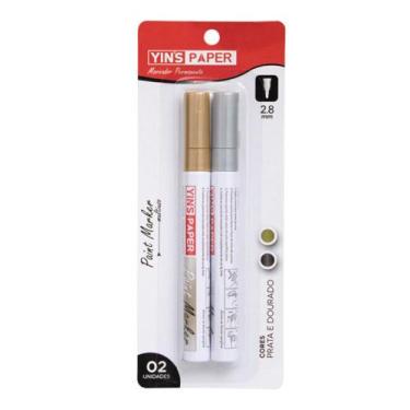 Imagem de Marcador Permanente Multiuso Prata e Dourado Yins Paper