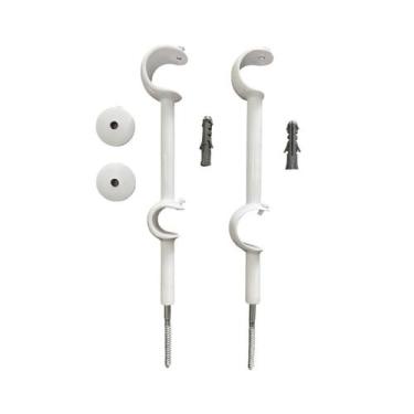 Imagem de Kit 2 Suportes Alongado Duplo Para Varão Alumínio 28/19mm - ART DECORA