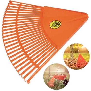 Imagem de Rastelo Jardim Tramontina 54cm Vassoura Plástica Laranja 26 Dentes Res
