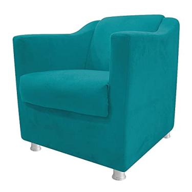 Imagem de Poltrona Cadeira Decorativa Tila Suede Azul Turquesa para Salão de Beleza Consultório Sala de Estar Recepção Quarto - AM Decor