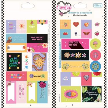 Imagem de Adesivo Decorado Duplo Capricho 2 Cartelas 100x208mm FSC para Cadernos Agendas Planners