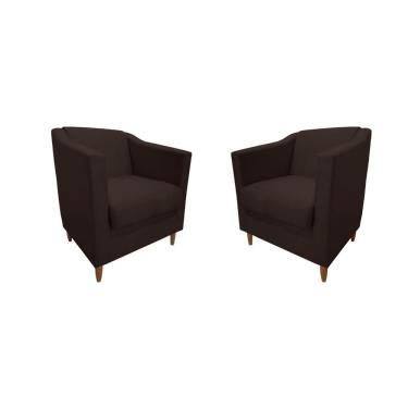 Imagem de Kit 2 Poltronas Atila Decorativa Sala Suede Marrom Escuro