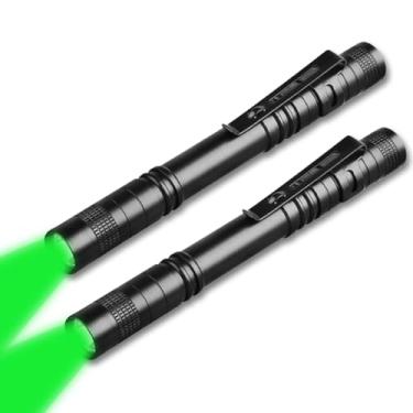 Imagem de HYVCZP Pacote com 2 lanternas LED verdes – Zoom, resistente à água e a choques, luz de caneta, lanterna de LED de luz verde de modo único para caminhadas, pesca, acampamento e visão noturna (2)