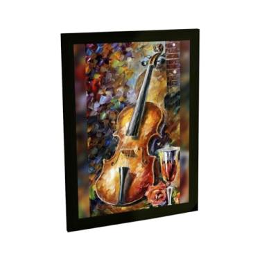 Imagem de Quadro Decorativo Violino Ilustração Aquarela Tons Marrom Quarto Sala Decoração Poster