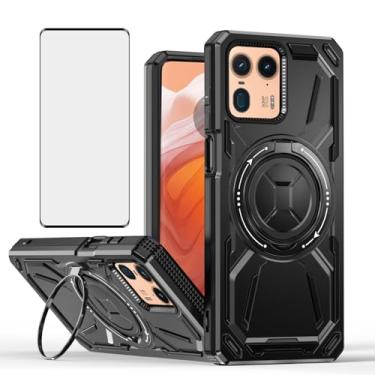 Imagem de Capa de telefone compatível com Motorola Edge 50 Ultra/Moto X50 Ultra e protetor de tela de vidro temperado, suporte de anel de metal, suporte, à prova de choque, Edge50 50 Ultra 2024, capa para