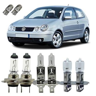 Imagem de Kit Lâmpadas Originais VW Polo Alto Baixo Milha 3200K + T10 - Autovex 