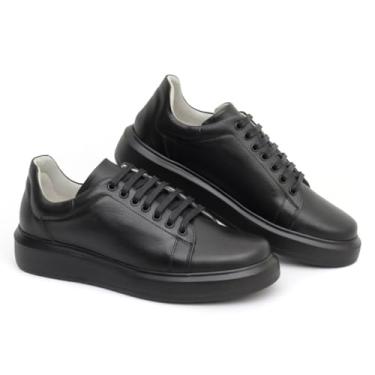 Imagem de Tênis Sneaker Masculino em Couro Nobre Confort Premium, All Black,41