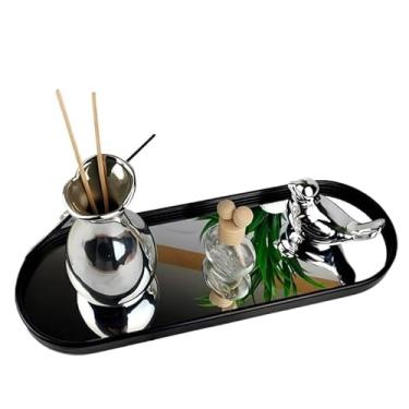 Imagem de Bandeja Espelhada Banheiro Lavabo Bandeja Decorativa Multiuso(Preto/8212)