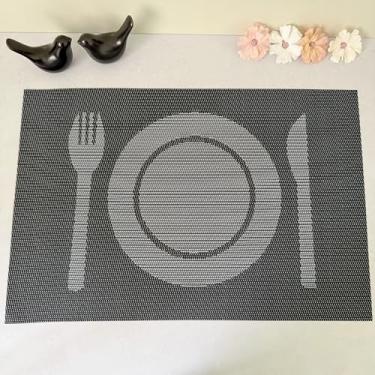 Imagem de Lugar Jogo Americano Retangular Mesa Posta Jantar Cozinha Sousplat Descanso De Prato Decorativo 1pç (Prato Preto)