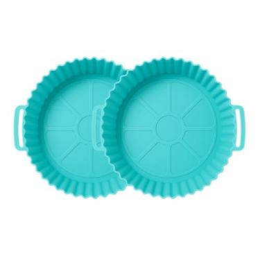 Imagem de Kit 2 Formas de Silicone Premium para Air Fryer, Forno e Micro-ondas – Antiaderente, Reforçada (Resiste até 200 °C) – Silicone Espesso e Resistente – Escolha a Cor (Verde Menta)