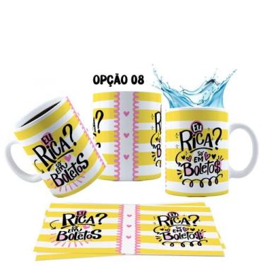 Imagem de Caneca 325ml Eu rica Só em boletos Engraçada Meme Amigas - LARANJA E M