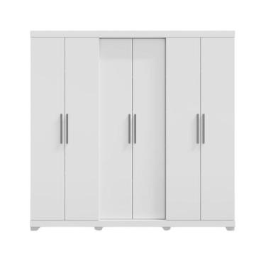 Imagem de Guarda Roupa Barcelos Casal 6 Portas e 4 Gavetas Sem Espelho Branco Ed