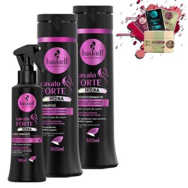 Imagem de Kit Haskell Cavalo Forte Hidra Sh, Cond 300ml e Fluido 120ml