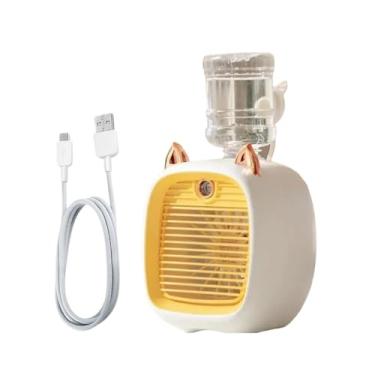 Imagem de Umidificador e Ventilador de Ar Portátil USB Reservatório Água Gatinho (Amarelo)