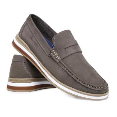 Imagem de Sapato Social Masculino Dockside Elegance Couro Legítimo Blaqueado 2024 (Cinza, BR, Adulto, Numérico, 39)