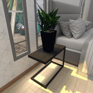 Imagem de Mesa De Cabeceira Industrial Preta Mdf Canto Quarto Mesas De Cabeceira Mesinha Cabeçeira Cabiceira