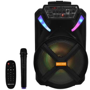 Imagem de Caixa Karaoke Megastar Spa120btf 12 30.000 Watts P.m.p.o Com Bluetooth-usb-fm-auxiliar - Preta