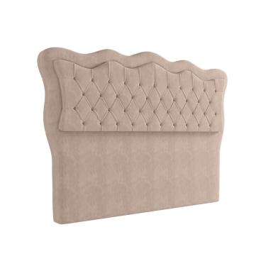 Imagem de Cabeceira Para Cama Box King Eliza 193 Cm Veludo Bege Com Botões D'Rossi