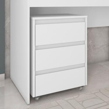 Imagem de Gaveteiro Com Rodízios 3 Gavetas Cáli Escritório-quarto Branco