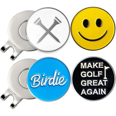 Imagem de Adhere Marcadores de bola de golfe com logotipo personalizado esmaltado com clipes magnéticos fortes para chapéu Um presente de golfe premium para golfista (estilo P camisetas brancas + clube de golfe