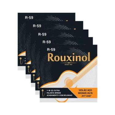 Imagem de Kit 5 Encordoamento Violão Aço Bronze R59 Rouxinol .011" PRR59L