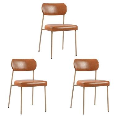 Imagem de Cadeiras para Sala de Jantar 3 Unidades Lavínia Marrom / Champanhe