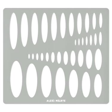 Imagem de Aleks Melnyk Modelo de elipse de metal #208, estêncil de elipse, modelo geométrico, mestre de elipse, ferramenta oval de arte, modelo de desenho isométrico, lapidário, cabochão, régua geométrica,