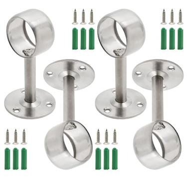 Imagem de Kyuionty 4 peças de suporte para varão de armário de cortina de chuveiro 32 mm/1-1/4 polegadas soquete de flange de tubulação, suporte de varão de cortina de aço inoxidável, prata