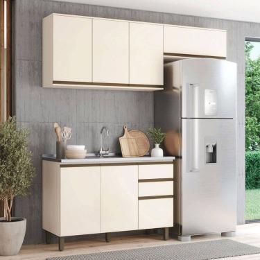 Imagem de Cozinha Compacta Genius 7 Portas 2 Gavetas 100% Mdf Off White - Pnr Móveis