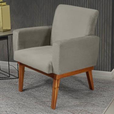 Imagem de Poltrona Madeira Maciça Veludo Luxe Olm Berlim - Bege