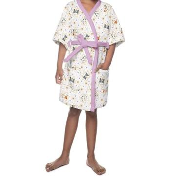 Imagem de Roupão Felpudo Infantil Quimono Estampado Miau P Com 1 peça