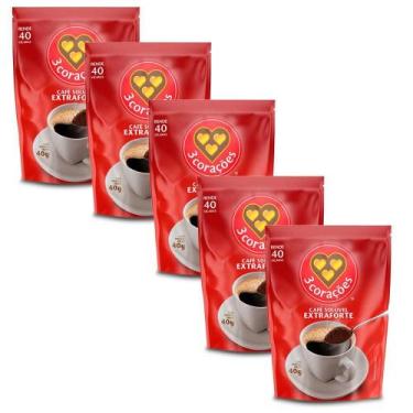 Imagem de Café Solúvel Extraforte Três Corações Kit 5 Pacotes De 40G - 3 Coracoe