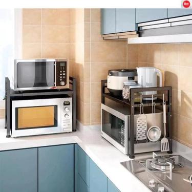 Imagem de Prateleira Suporte Ganchos Faca Concha Micro-ondas Organizador Forno C