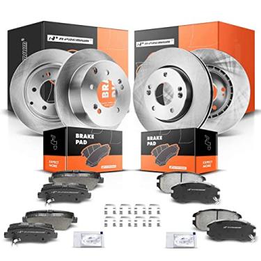 Imagem de A-Premium Kit De Rotores Freio A Disco Dianteiros Ventilados E Traseiros Sólidos + Pastilhas Cerâmica Compatíveis Com Modelos Kia Selecionados - Soul 2010 2011, Conjunto 12 Peças