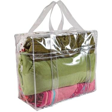 Imagem de Bolsa Sacola 100% Transparente Entra Jumbo Cadeia Presídio CDP Alça de Ombro Costura Reforçada Cobertor Alimentos Suprimentos Nü Bag