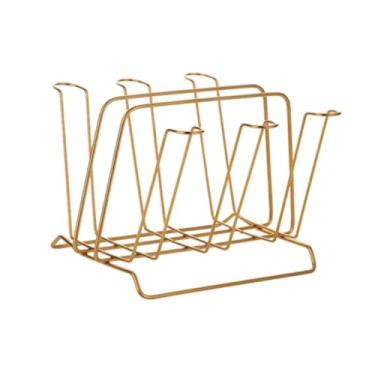 Imagem de IEUDNS Organizador de canecas de metal, escorredor de copos, aço inoxidável para, escorredor de garrafas, suporte para canecas de café para casa, Ouro