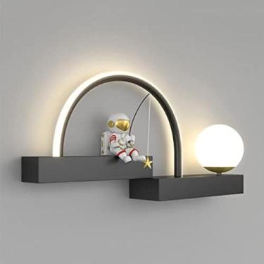 Imagem de Quarto Infantil Led Luz De Parede Resina Astronauta Arandela De Parede Lâmpada De Cabeceira De Desenho Animado, Meninas Meninos Quarto Luminária De Cabeceira 12w Globo, Blanc-3 Color Mode
